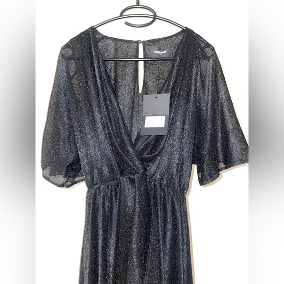 NWT The Kooples Long Black Dress with Wrap Draping in Lurex - Picture 6 of 9